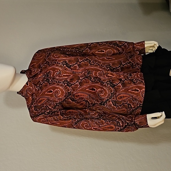 VTG JACK WINTER 1970s Rust Paisley Button Down Long Sleeve Shirt - Picture 2 of 7